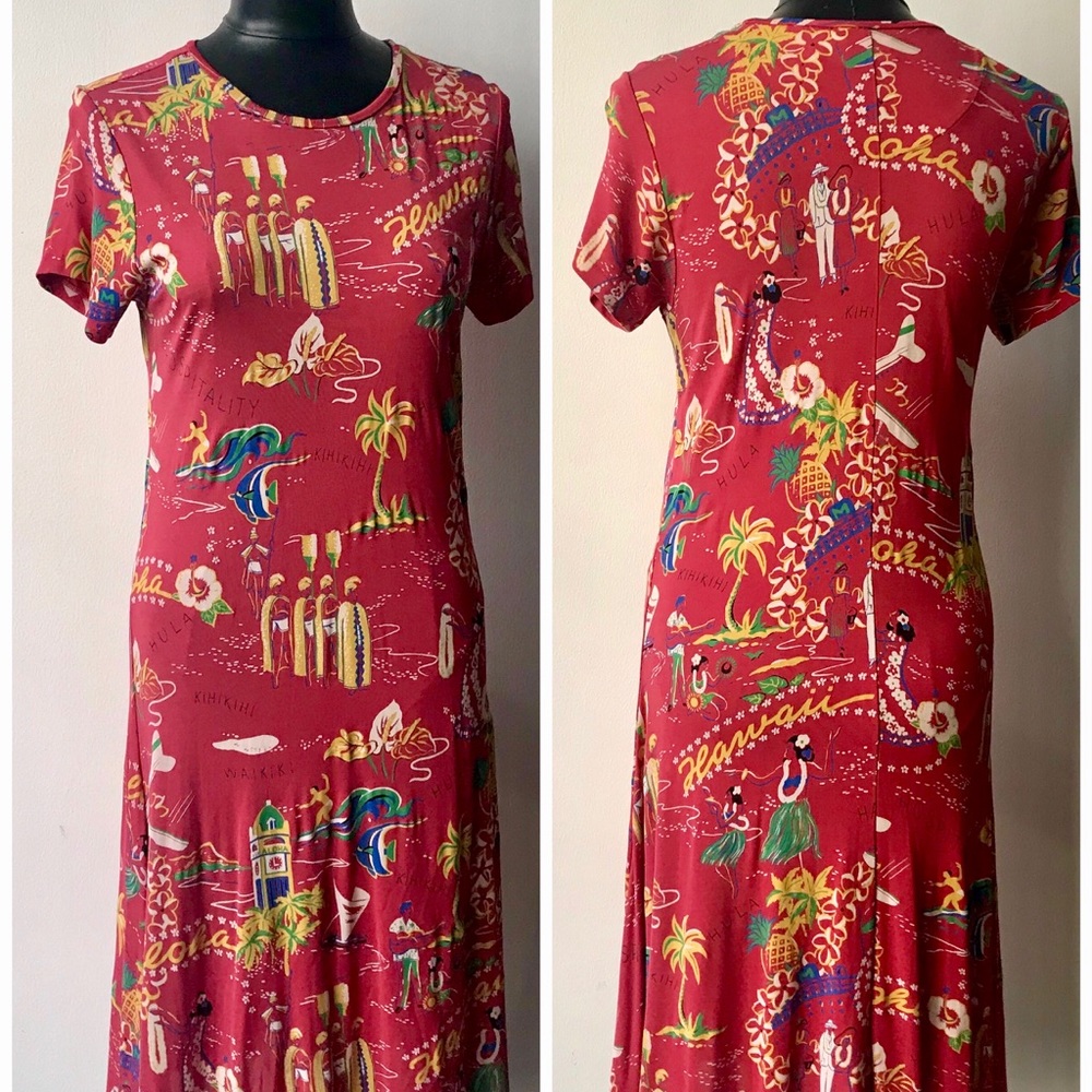 Polo ralph lauren Hawaii Print Red Dress Large